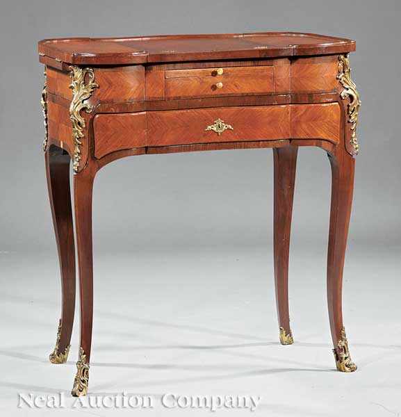 Appraisal: An Antique Louis XVI-Style Bronze-Mounted Parquetry Table de Malade removable