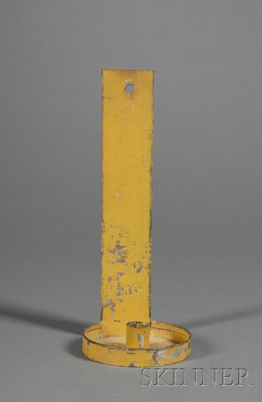 Appraisal: Shaker Yellow-painted Tin Sconce America th century ht in Provenance