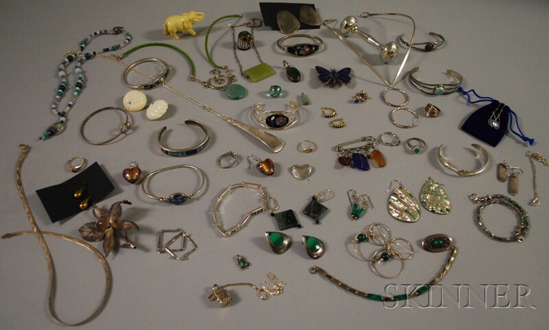 Appraisal: Group of Silver and Costume Jewelry including a sterling rattle