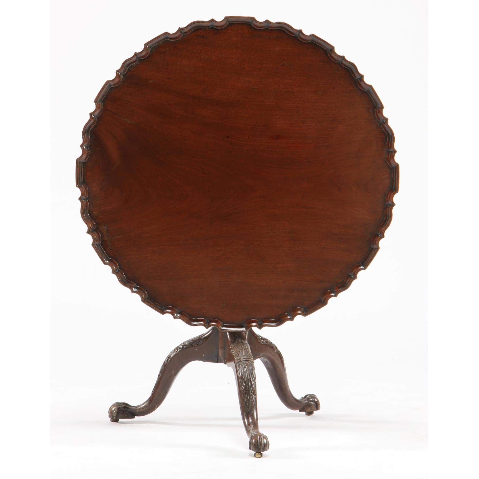 Appraisal: George III Tilt-Top Pie Crust Tea Table circa mahogany one