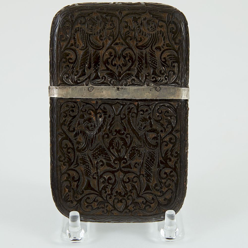 Appraisal: Javanese Ebony calling Card Case c Javanese ebony and silver