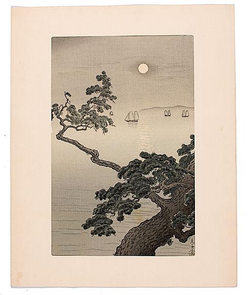 Appraisal: JAPANESE WOODBLOCK IN COLORS BY TSUCHIYA KOITSU a night scene