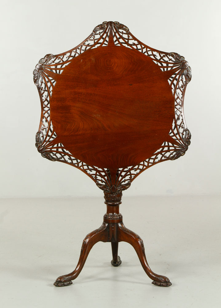 Appraisal: - th C Chinese Chippendale Tilt Top Table th century