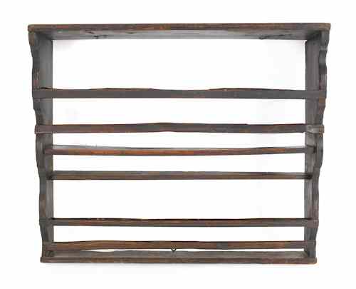 Appraisal: Painted pine hanging shelf th c retaining an old black