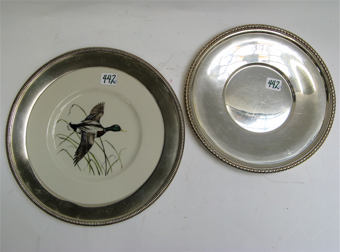 Appraisal: TWO STERLING SILVER PLATES One a hand colored scene of