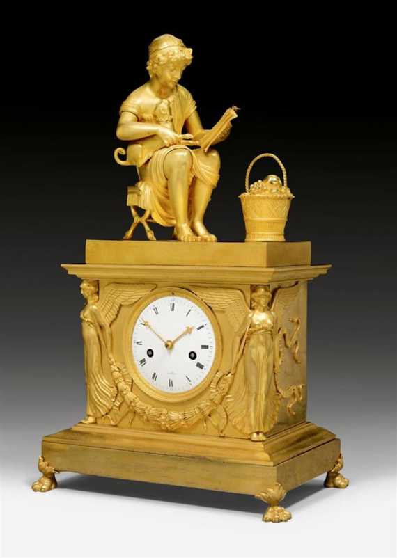 Appraisal: MANTEL CLOCK LA PETITE LISEUSE Empire the dial inscribed A