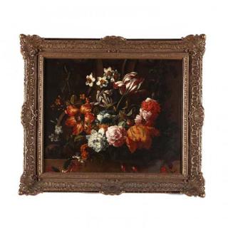 Appraisal: th Century Dutch Still Life with Variegated Tulips Daffodils Forget