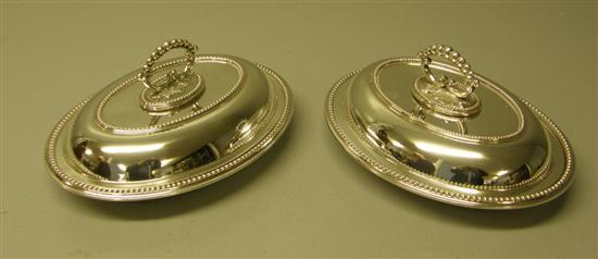 Appraisal: Pair of th century silver plated oval entree dishes w