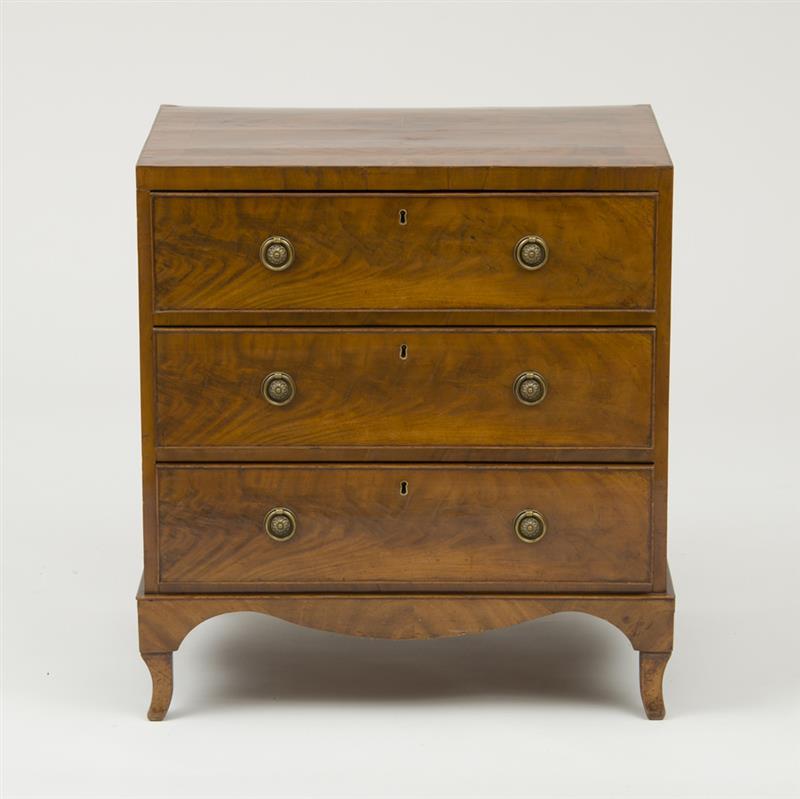 Appraisal: DIMINUTIVE LATE GEORGE III MAHOGANY CHEST OF DRAWERS The rectangular