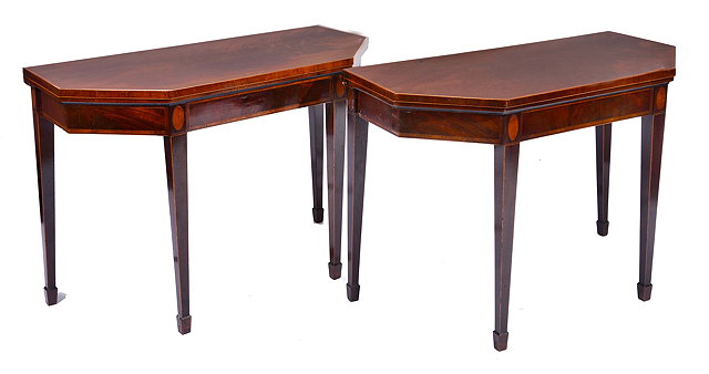 Appraisal: A PAIR OF GEORGE III MAHOGANY CARD TABLES each with