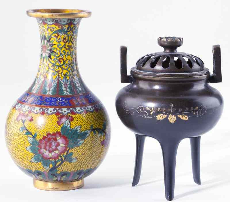 Appraisal: Two Chinese Cabinet Vessels circa the first a cloisonne baluster