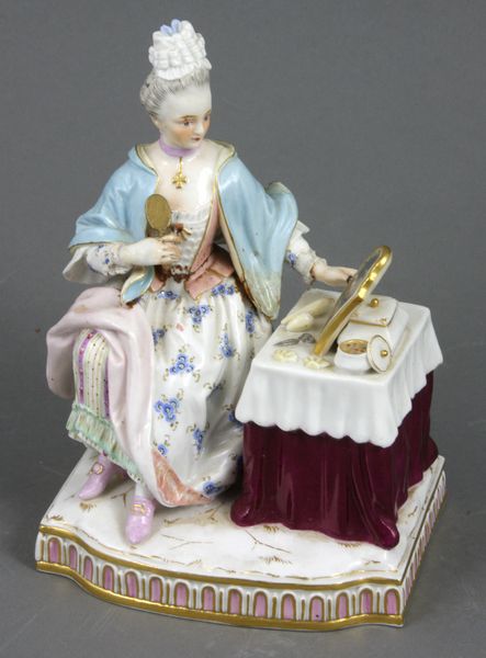 Appraisal: th Century Meissen porcelain seated figure h x l x