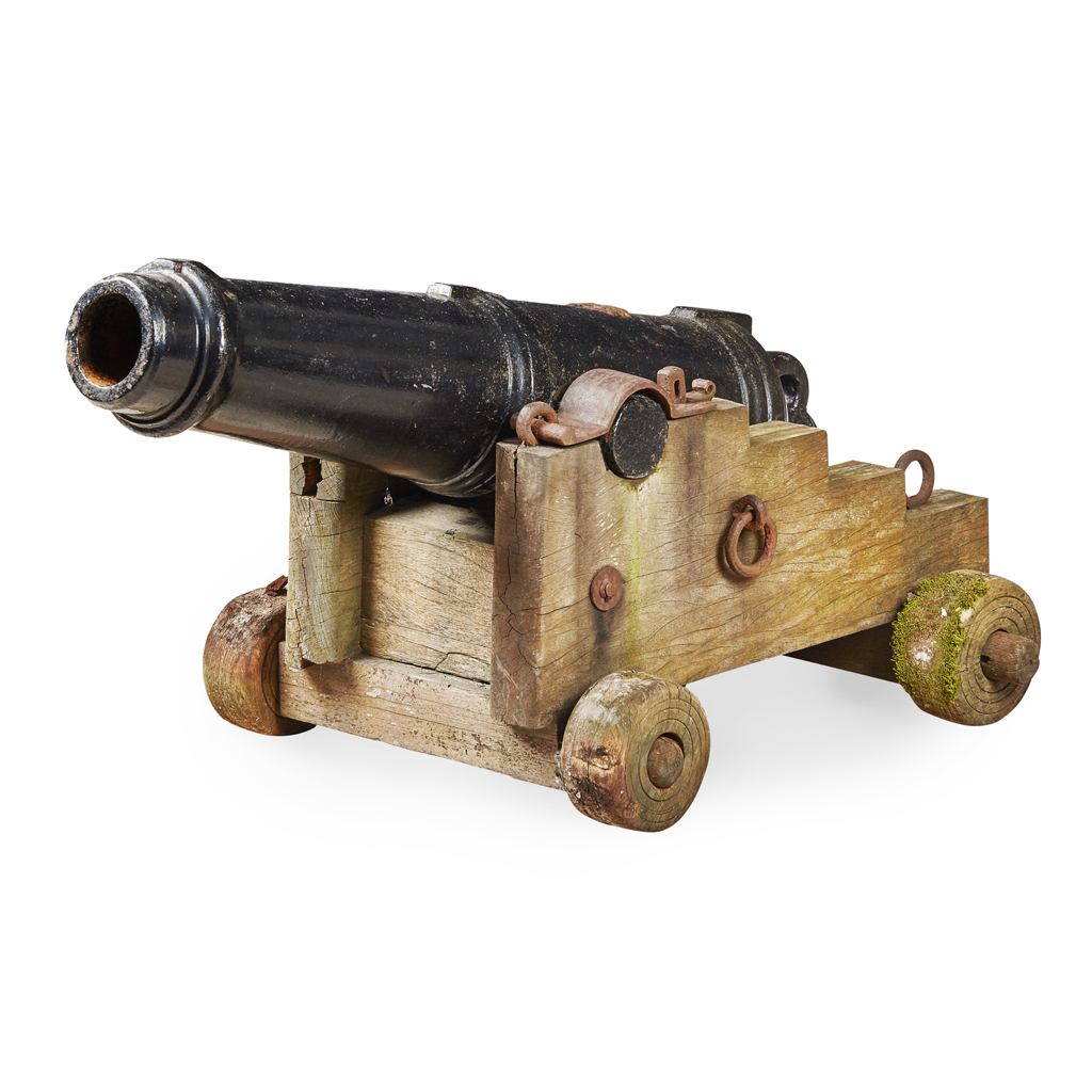 Appraisal: IRON CARRONADE CIRCA of pounder type cast with the Royal