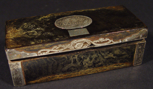 Appraisal: Georgian rectangular tortoiseshell and silver mounted box the lid set