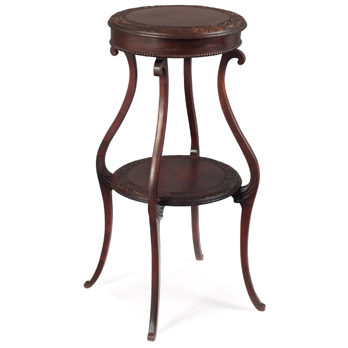 Appraisal: Art Nouveau lamp table in mahogany circular top over a