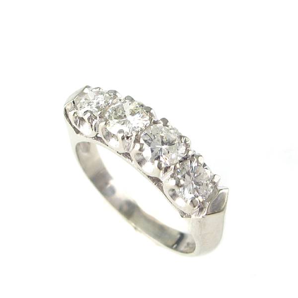 Appraisal: A diamond and k white gold four stone band estimated