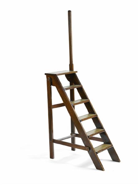 Appraisal: A th century mahogany library ladder of folding design with