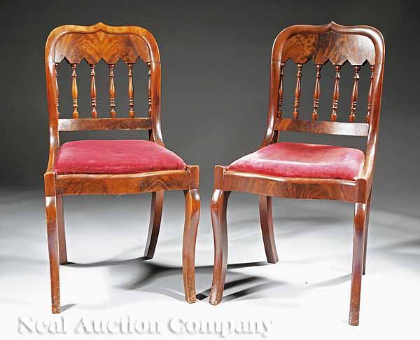 Appraisal: A Pair of American Late Classical Mahogany Side Chairs in