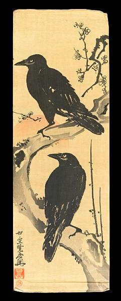 Appraisal: Various artists th Century Five kakemono-e Including one of crows