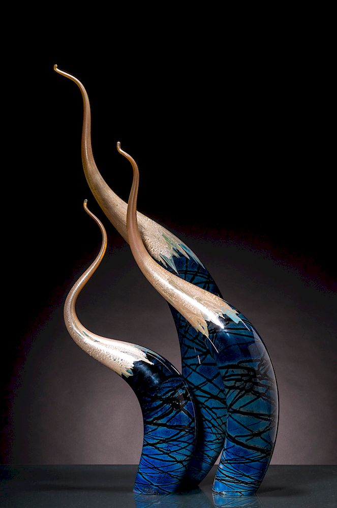 Appraisal: Rick Eggert Deep Waters Signed Blown glass with silver leaf