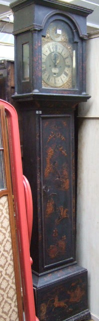 Appraisal: A mid th century Japanned eight day long case clock