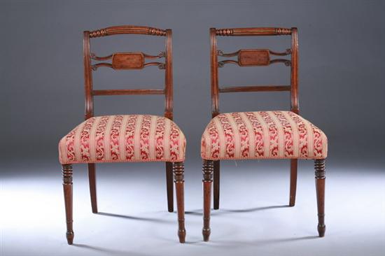 Appraisal: PAIR LATE SHERATON STYLE MAHOGANY SIDE CHAIRS th century