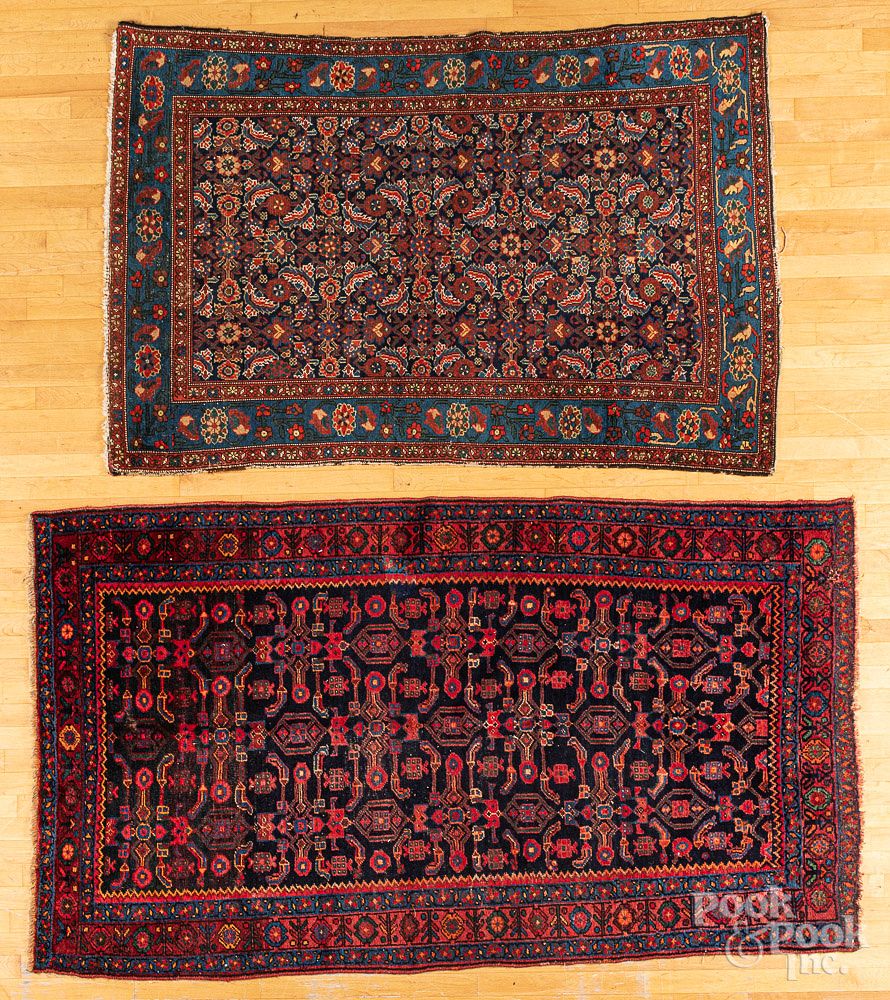 Appraisal: Two Hamadan carpets ca Two Hamadan carpets ca ' x