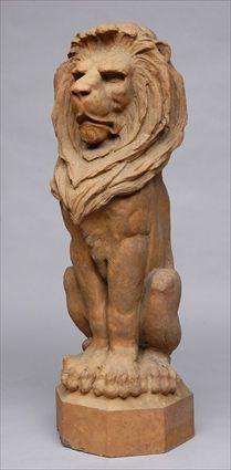 Appraisal: TERRACOTTA FIGURE OF A SEATED LION AFTER THE MODEL BY