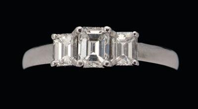 Appraisal: Triple emerald cut diamonds total estimated weight ct color G