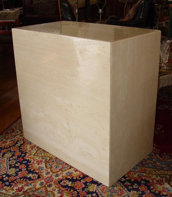 Appraisal: MARBLE RISER COFFEE TABLE sided pink marble '' tall x