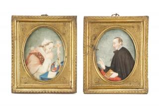 Appraisal: Two Miniature Portraits Depicting Pope Leo XIII Continental late th