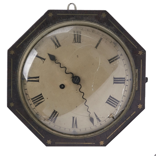 Appraisal: A Victorian brass inlaid octagonal rosewood wall timepiece the slightly