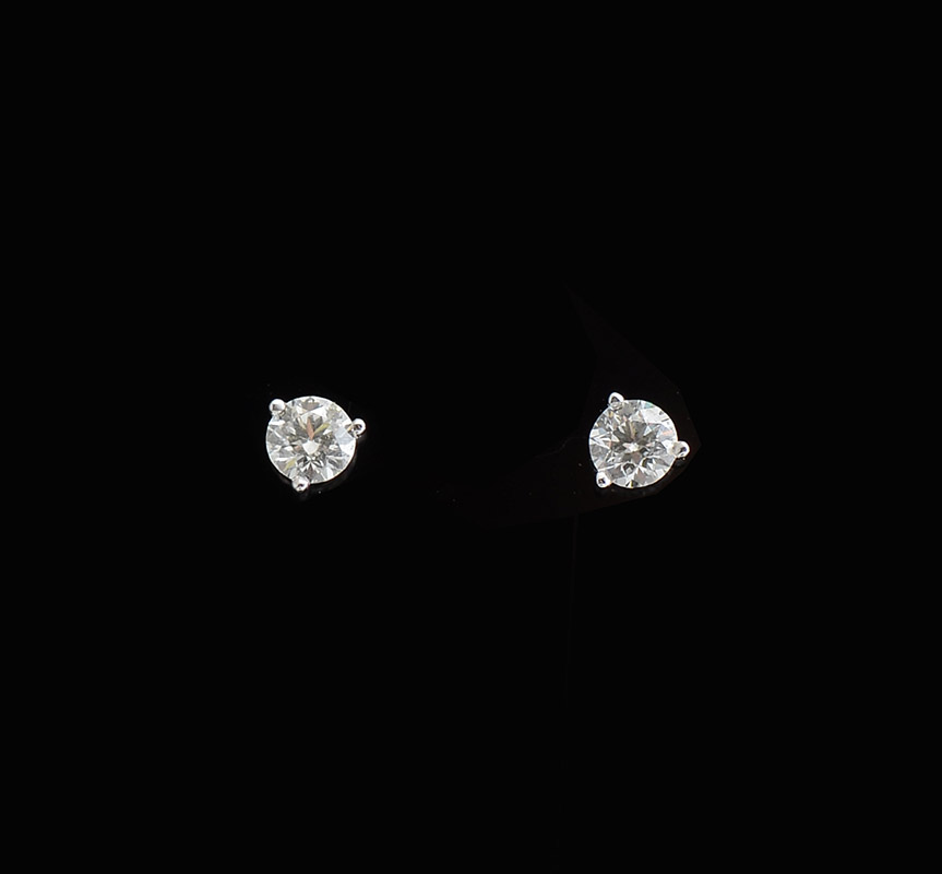 Appraisal: K CTW DIAMOND STUDS Martini cut diamonds set in white