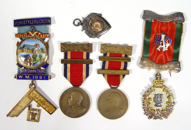 Appraisal: Two enamelled silver and brass Masonic medals - one 'Penn