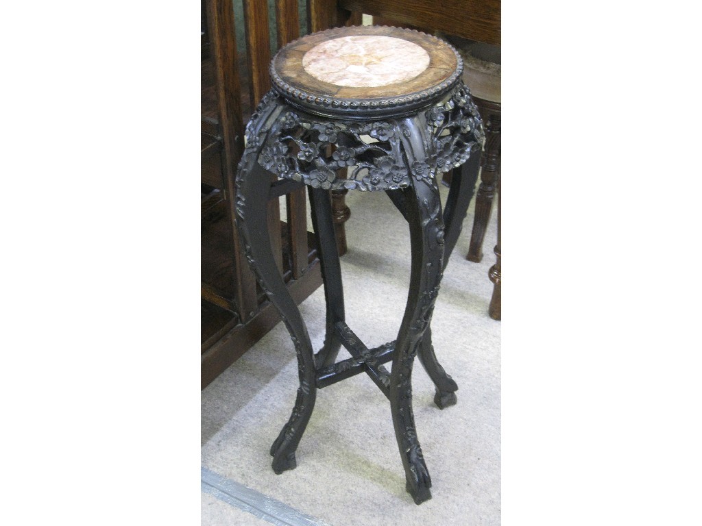 Appraisal: Oriental marble topped carved hardwood plantstand