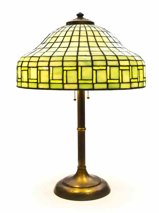 Appraisal: An American Leaded Glass Lamp the Shade attributed to Unique