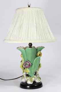 Appraisal: Continental porcelain flori-form vase mounted as a table lamp executed