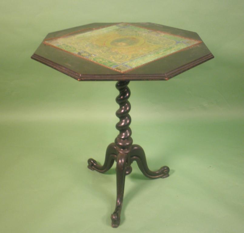 Appraisal: A Victorian ebonised occasional table the octagonal top with gilt