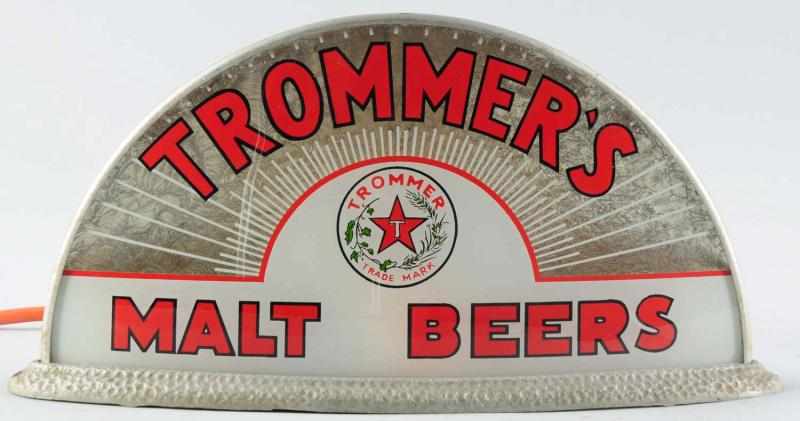 Appraisal: Trommer's Matl Beers Reverse Glass Cab Sign Light-up Gillco sign