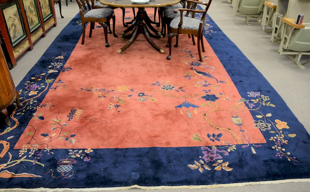 Appraisal: Chinese Art Deco Oriental carpet slight wear ' x '