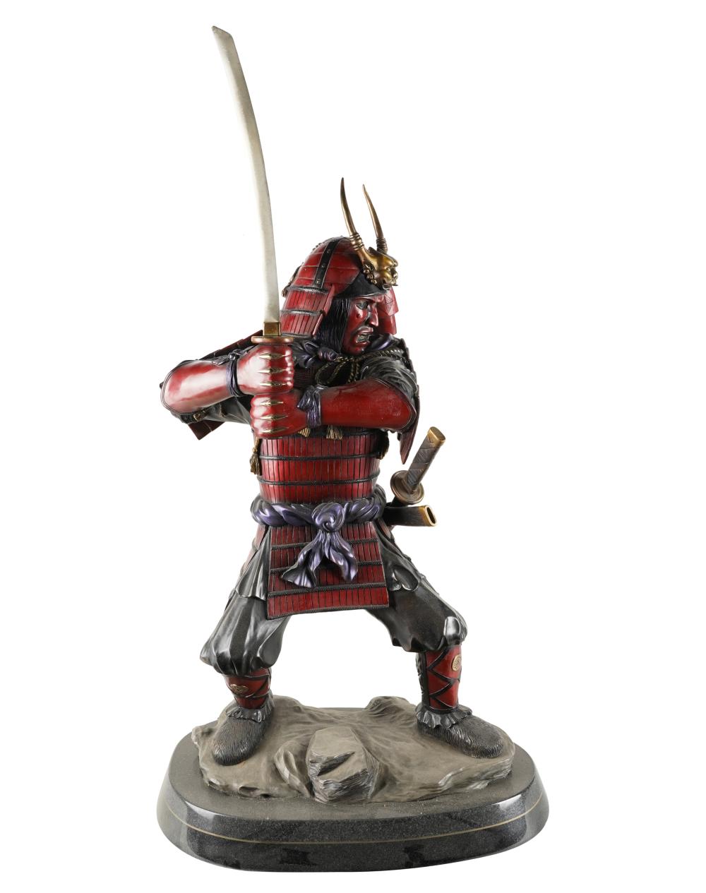 Appraisal: JAPANESE SAMURAI FIGUREpatinated bronze and mixed metals inches high to