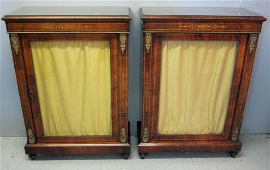 Appraisal: Pair of th century walnut inlaid and gilt metal mounted