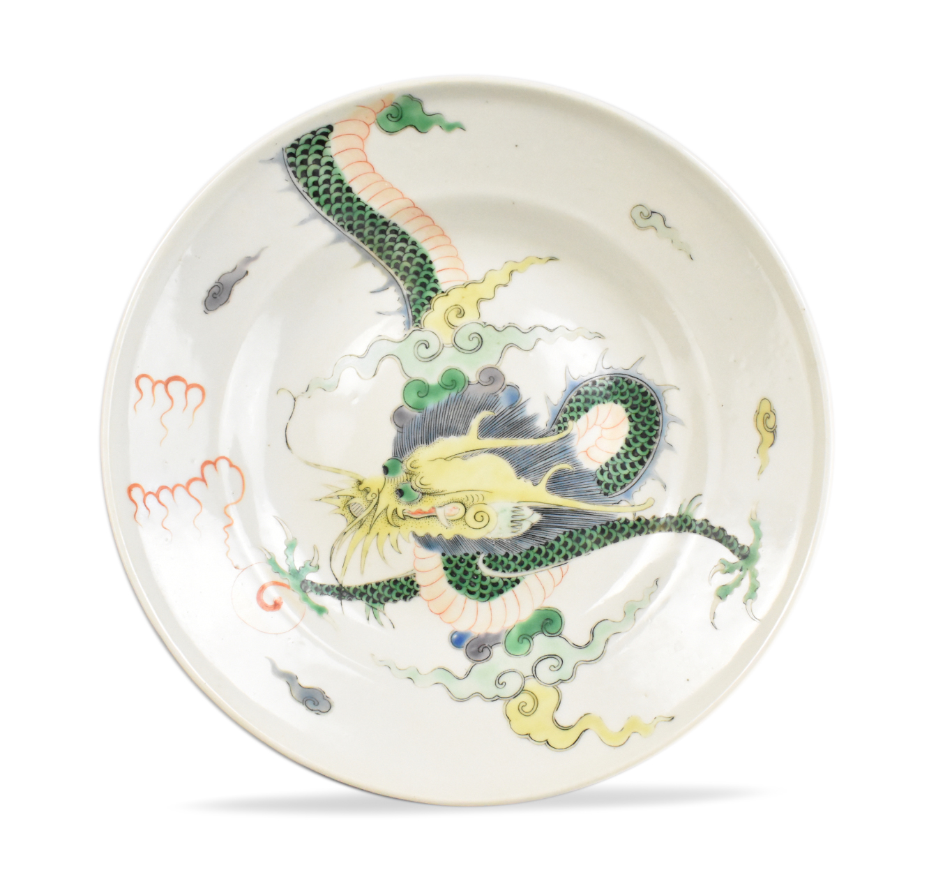 Appraisal: A Chinese famille verte dish with dragon Guangxu mark and