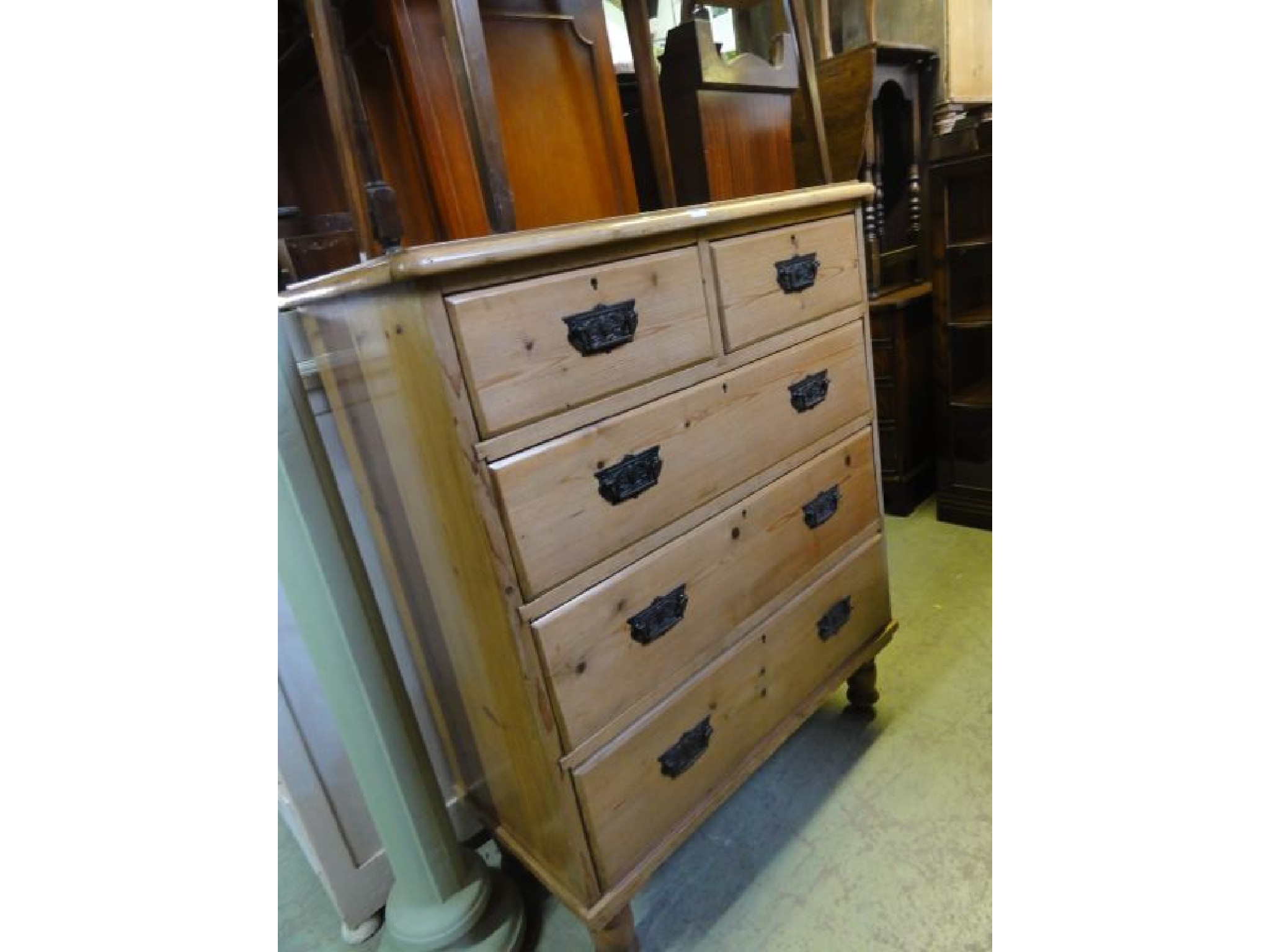 Appraisal: A late Victorian stripped and waxed bedroom chest of three