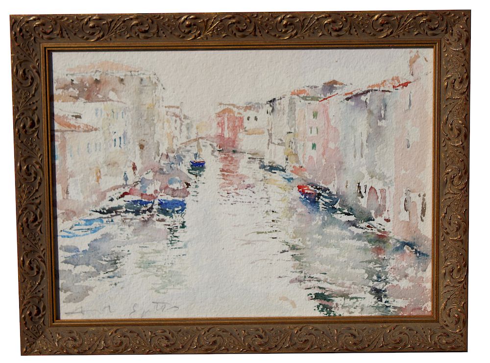 Appraisal: Signed Watercolor of Venice Italy Canal Signed Watercolor of Venice