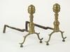 Appraisal: ANDIRONS - Diminutive pair of th C brass andirons ringed