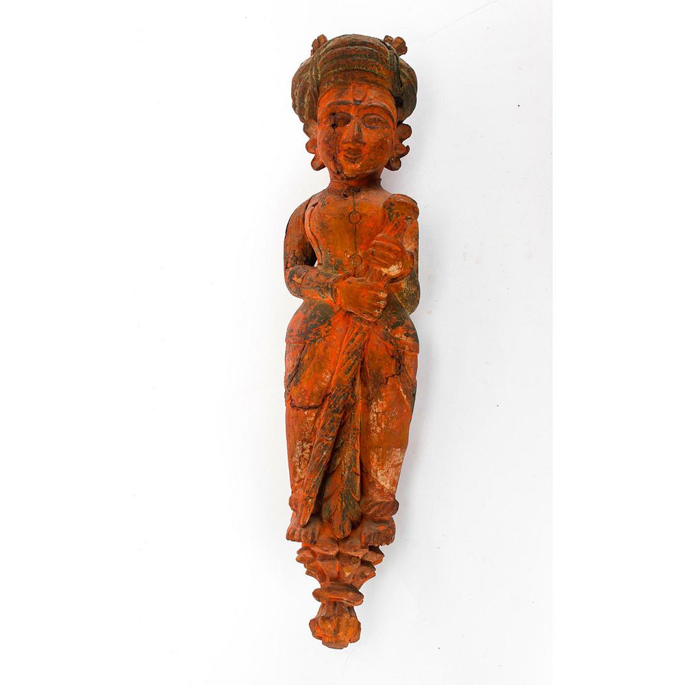 Appraisal: TH C TEAKWOOD FIGURE RAJASTHAN PALACE GUARD Figurine of Northern