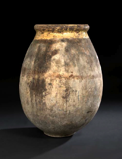 Appraisal: Monumental Provincial Partially Glazed Terra Cotta Storage Jar fourth quarter