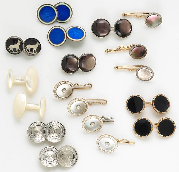 Appraisal: A collection of fourteen karat gold silver and metal gent's