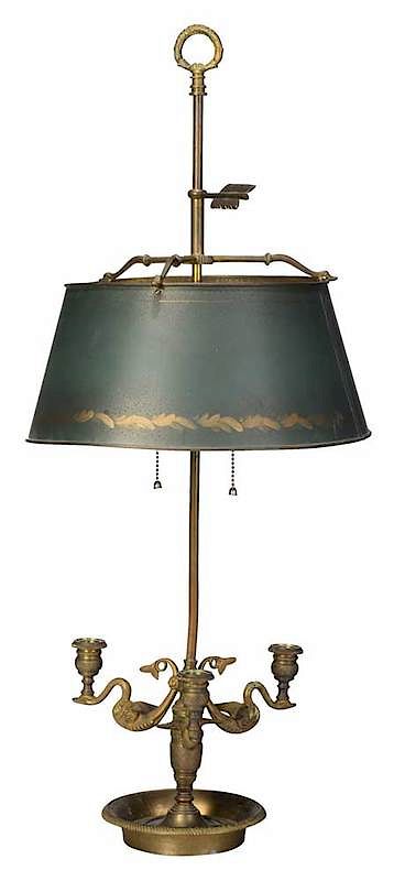 Appraisal: Bronze Bouillette Lamp French early th century three gilt metal